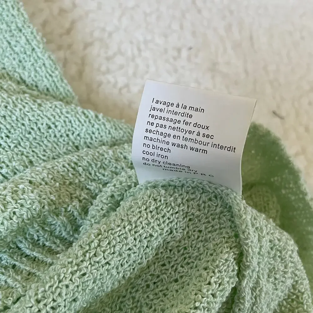 Mint Pastel Green Textured Knit Tank Top V Neck Soft Bouclé Minimalist Aesthetic